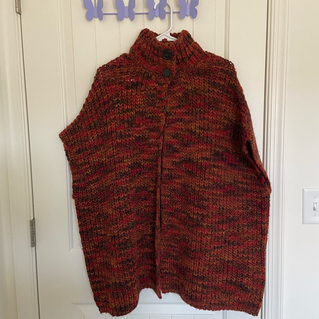 Euc Elsamanda Women’s Thick Knit Warm Autumn Fall Color Button Poncho Sweater